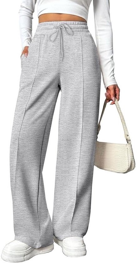Dameswijde trainingsbroek met hoge taille - Elastisch met zakken - Voor yoga en sport
