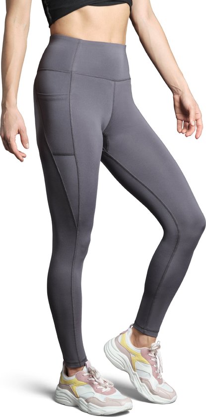 DANISH ENDURANCE Workout Leggings - Vrouwen - Hoge Taille - met Zakken - Grijs - L van DANISH ENDURANCE