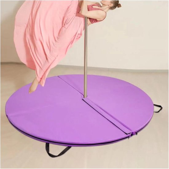 Dans Val Mat - Yoga Mat - Veilige Training - Opvouwbaar Ontwerp - 1.2m Diameter - Paars