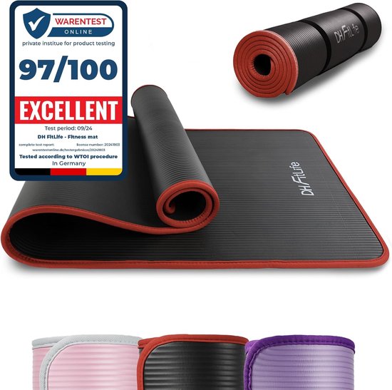 DH FitLife Trainingsmat, fitnessmat, sportmat, 183 x 61 x 1 cm, extra scheurvast, yogamat, antislip en dik, workout mat (zwart) van DH FitLife