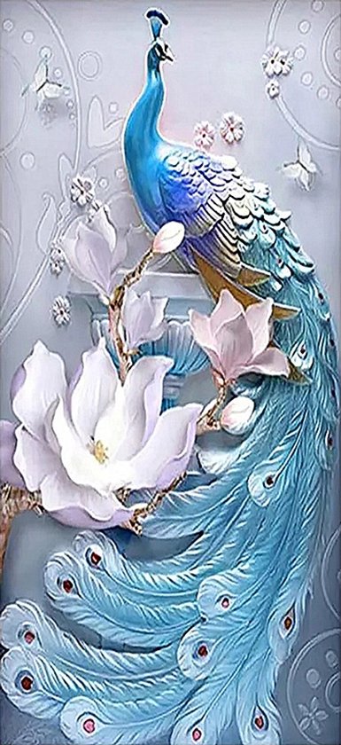 Diamond Painting XL - 40x80 cm - Mozaïek - Dieren - Pauw