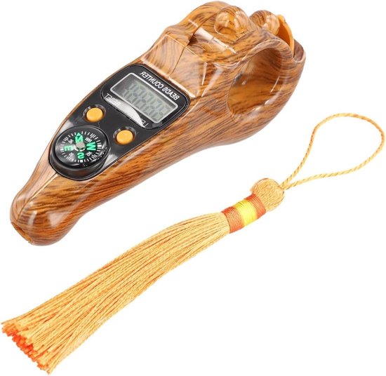 Digitale Kralenteller - Elektronische Teller - Meditatie en Gebed - Houtnerf Ontwerp - 10 cm - Houtkleur