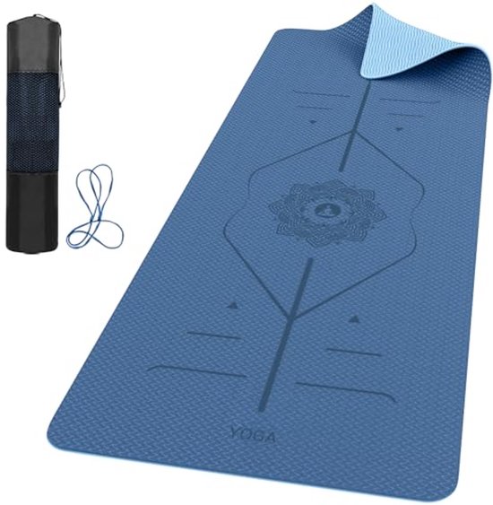 Dikke 6 mm Yoga Mat met Uitlijningslijnen en Antislip - Ideaal voor Pilates en Fitness