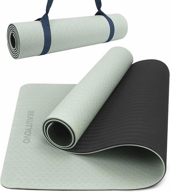 Dikke 8 mm antislip yogamat voor yoga en pilates - 183 x 61 cm