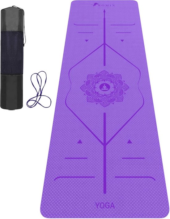 Dikke Antislip Yogamat met Uitlijningslijnen - Perfect voor Yoga en Fitness