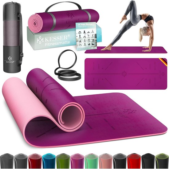 Dikke Gymnastiek- en Yogamat met Draagband – Non-Slip TPE Fitnessmat voor Thuis en Studio 183x61cm van Merkloos