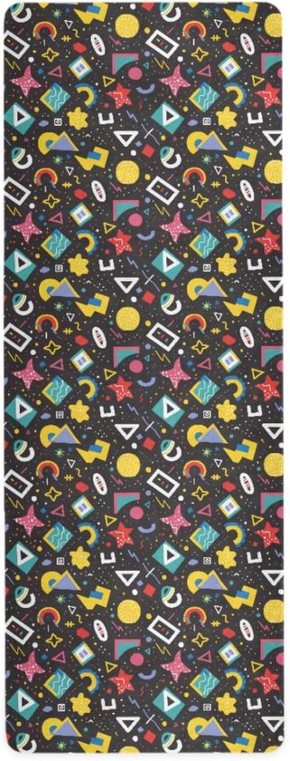 Dikke Yoga Mat - Fitness Onderlegger - Workout Thuis - Natuurlijk Rubber - 180x66 cm - Kleurrijk