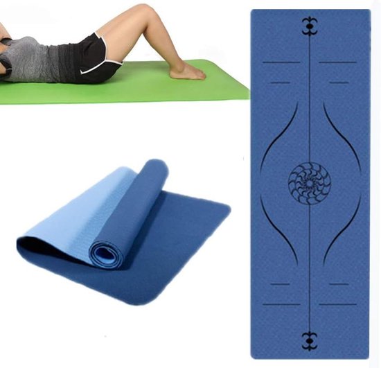 Dikke Yoga Mat - Trainingsmat Oefenmat - Thuis Sporten - Antislip Oppervlak - 8mm Dikte - Donkerblauw