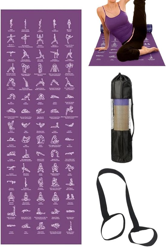 Dikke Yogamat - Fitnessmat Pilatesmat - Thuis Fitness - Dubbelzijdig met Houdingen - 62 x 20 x 20 cm