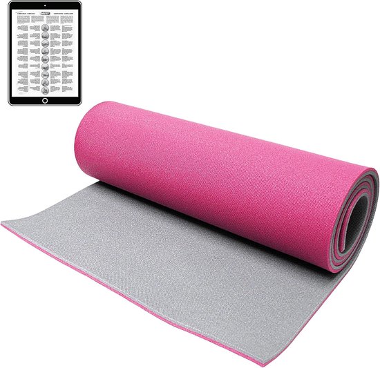 Dikke Yogamat - Gymnastiekmat Pilates - Comfortabel Sporten - Antislip Dubbellaags - 200 x 60 cm - Roze