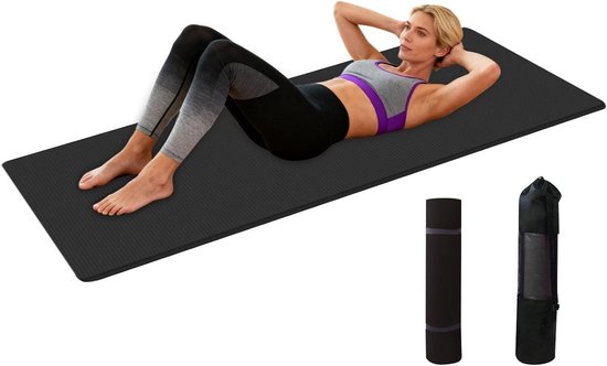 Dikke Yogamat - Oefenmat Trainingsmat - Thuis Sporten - Antislip Stabiliteit - 15 mm Dikte - Zwart
