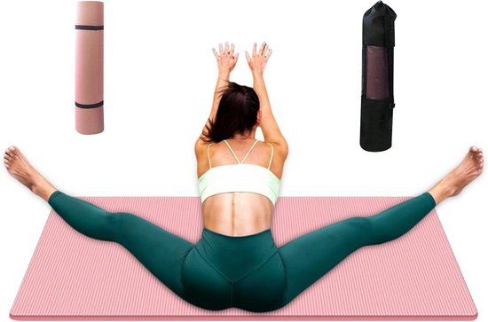 Dikke yogamat - Trainingsmat fitness - Comfortabel sporten - Extra dikke demping - 15 mm dik - Roze