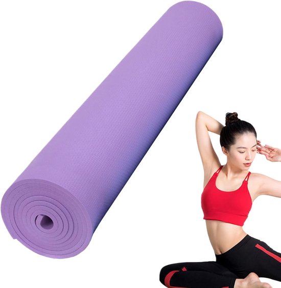 Dikke yogamat - Trainingsmat vloer - Thuis sporten - Antislip textuur - 63 cm lang - Paars