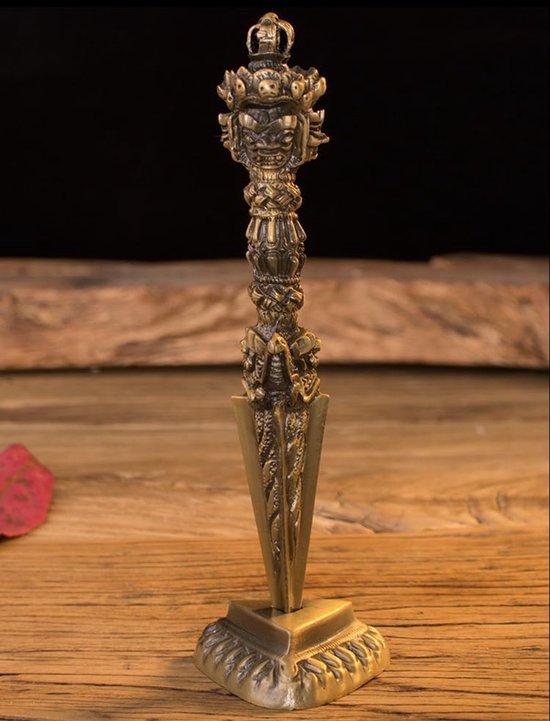 Dorje Vajra Phurba met basis - Tibetaanse Boeddhisme - legering - Nepalese ambachten - thuisdecoratie van Merkloos