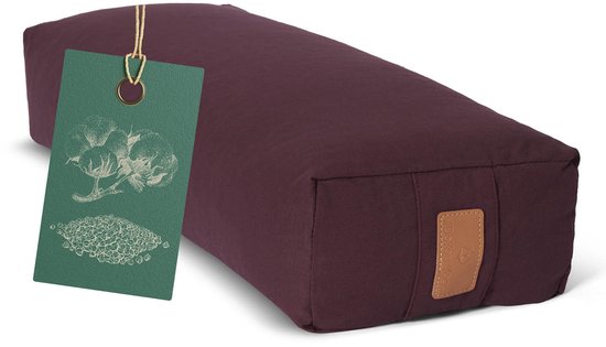#DoYourYoga - Hoekig Yoga bolster - »Paravati« - Meditatiekussen met bio-organische boekweit schalen vulling - L67 cm & diam.13 cm - aardebruin