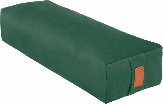 #DoYourYoga - Hoekig Yoga bolster - »Paravati« - Meditatiekussen met bio-organische boekweit schalen vulling - L67 cm & diam.13 cm - donkergroen van Merkloos