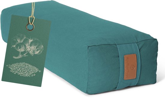#DoYourYoga - Hoekig Yoga bolster - »Paravati« - Meditatiekussen met bio-organische boekweit schalen vulling - L67 cm & diam.13 cm - donkergroen van #DoYourYoga
