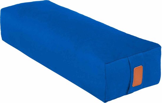 #DoYourYoga - Hoekig Yoga bolster - »Paravati« - Meditatiekussen met bio-organische boekweit schalen vulling - L67 cm & diam.13 cm - marineblauw van #DoYourYoga