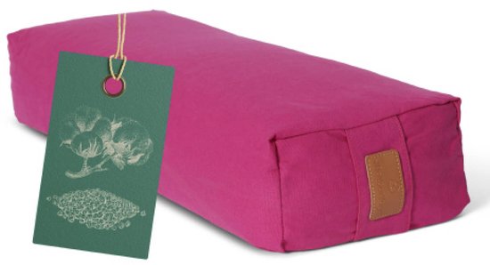 #DoYourYoga - Hoekig Yoga bolster - »Paravati« - Meditatiekussen met bio-organische boekweit schalen vulling - L67 cm & diam.13 cm - pink
