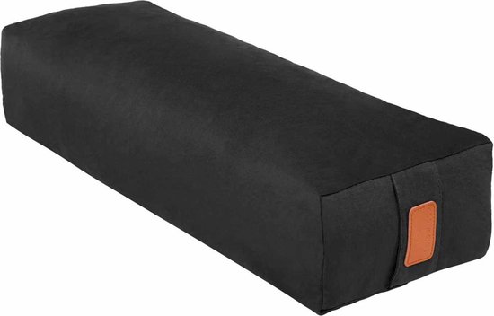 #DoYourYoga - Hoekig Yoga bolster - »Paravati« - Meditatiekussen met bio-organische boekweit schalen vulling - L67 cm & diam.13 cm - zwart van Merkloos