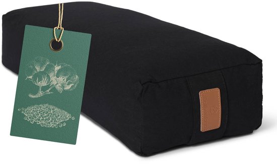 #DoYourYoga - Hoekig Yoga bolster - »Paravati« - Meditatiekussen met bio-organische boekweit schalen vulling - L67 cm & diam.13 cm - zwart van #DoYourYoga