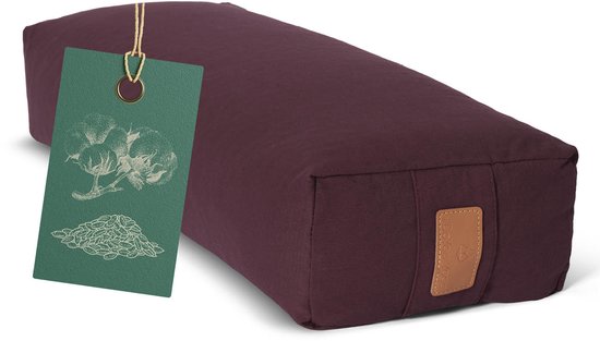 #DoYourYoga - Hoekig Yoga bolster - »Paravati« - Meditatiekussen met bio-organische Spelt vulling - L67 cm & diam.13 cm - aardebruin van #DoYourYoga