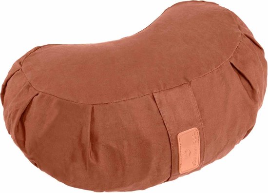 #DoYourYoga - Yoga kussen - »Ganesh« - halve maan meditatiekussen met bio-organische boekweit schalen vulling - 45x30x14 cm - aardebruin van #DoYourYoga
