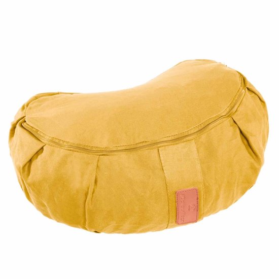 #DoYourYoga - Yoga kussen - »Ganesh« - halve maan meditatiekussen met bio-organische boekweit schalen vulling - 45x30x14 cm - indisch geel van Merkloos