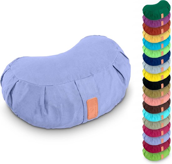 #DoYourYoga - Yoga kussen - »Ganesh« - halve maan meditatiekussen met bio-organische Spelt vulling - 45x30x14 cm - lavendel van #DoYourYoga