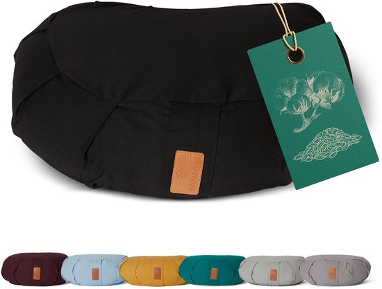 #DoYourYoga - Yoga kussen - »Ganesh« - halve maan meditatiekussen met bio-organische Spelt vulling - 45x30x14 cm - zwart van #DoYourYoga