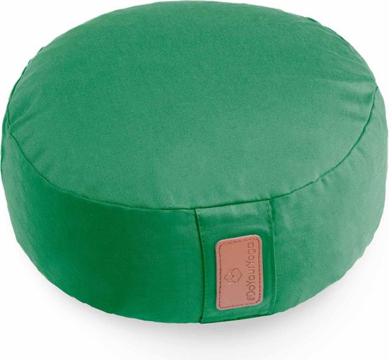 #DoYourYoga - Yoga kussen - »Vishnu« - rond meditatiekussen met bio-organische boekweit schalen vulling - H:15cm, diam.30cm - donkergroen van Merkloos