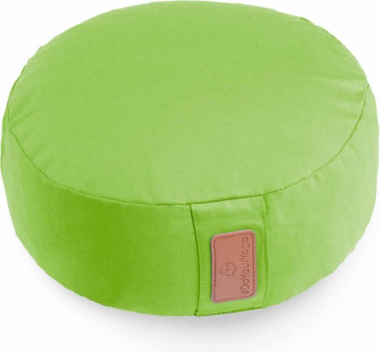 #DoYourYoga - Yoga kussen - »Vishnu« - rond meditatiekussen met bio-organische boekweit schalen vulling - H:15cm, diam.30cm -lichtgroen van Merkloos