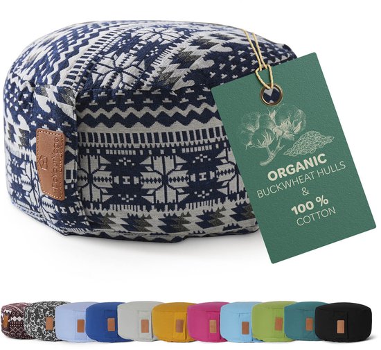 #DoYourYoga - Yoga kussen - »Vishnu« - rond meditatiekussen met bio-organische boekweit schalen vulling - H:15cm, diam.30cm - Style (1)