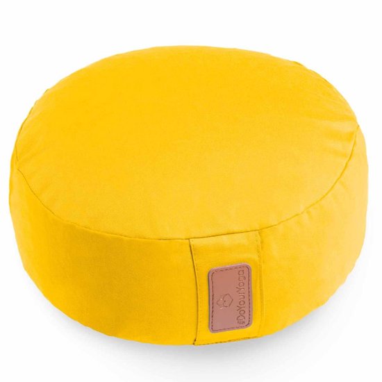 #DoYourYoga - Yoga kussen - »Vishnu« - rond meditatiekussen met bio-organische Spelt vulling - H:15cm, diam.30cm - curry geel van Merkloos