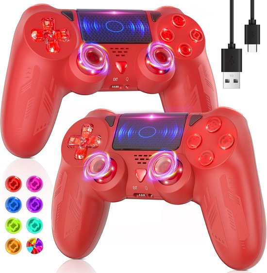 Draadloze Gamecontroller Set (2 stuks) met RGB Licht, Turbo, 6-Assen Sensor en Audioaansluiting voor PS4/PC van Hori