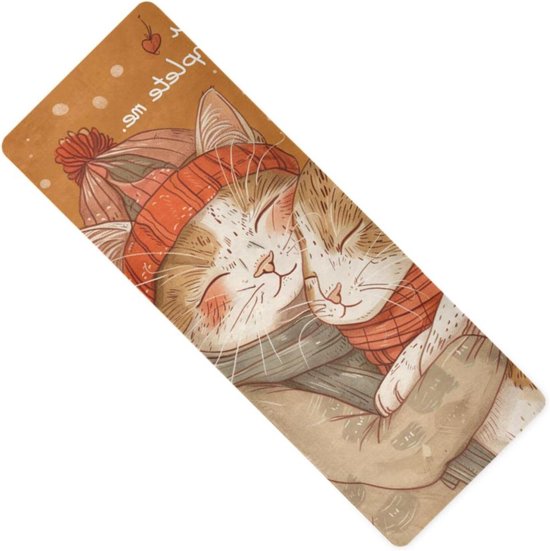 Draagbare Yogamat - Fitnessmat Oefenmat - Thuis Sporten - Antislip Natuurrubber - 180x66 cm - Kattenprint