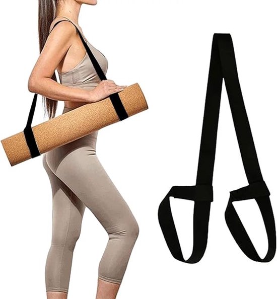 Draagriem voor yogamat - Verstelbare schouderriemen - Opbergriem voor yogamat - Gemakkelijk op te bergen en te organiseren - Geschikt voor pilates, sport, aerobics, fitness, oefenmatten en gebruik buitenshuis, zwart (yogamat niet inbegrepen). van Merkloos
