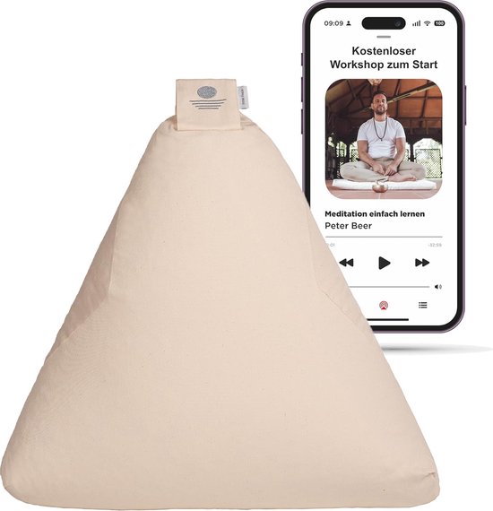 Driehoekig yogakussen, meditatiekussen, 100% biologisch katoen, wasbare overtrek, yogakussen, vloerkussen, meditatie, Öko-Tex-standaard 100, yoga-zitkussen, bodem met biologische speltvulling van Reehut