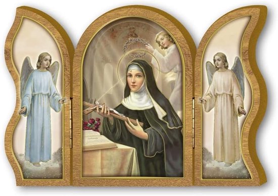 Drieluik van hout, 6 x 9 cm, handgemaakt in Italië van Merkloos