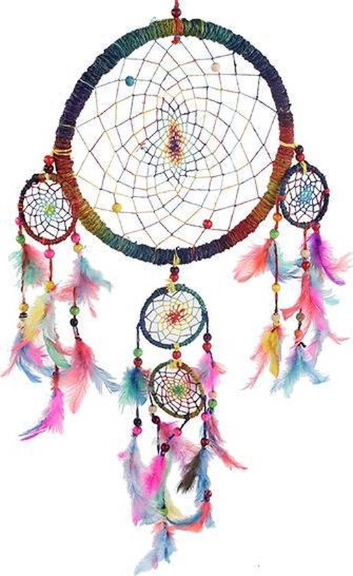 Dromenvanger Regenboog Multicolor - Hennep - Hout - Veren van Merkloos