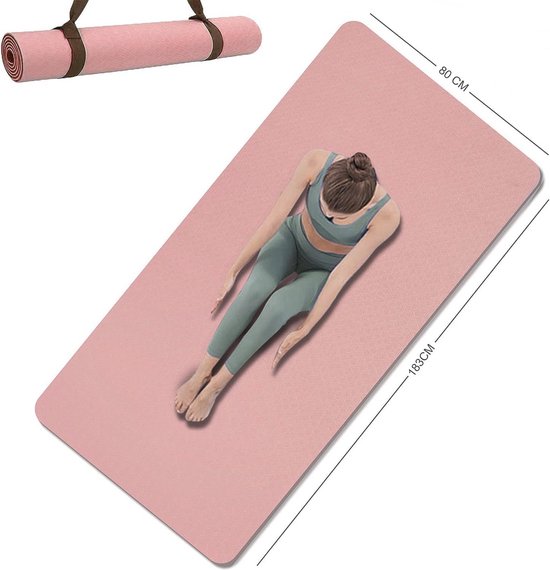 Dubbelzijdige Antislip Yogamat - Extra Brede en Dikke Trainingsmat voor Yoga en Pilates, 72" x 32" x 1/3"