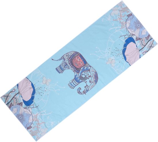Dubbelzijdige Yogamat - Fitnessmat Trainingsmat - Thuis Sporten - Vintage Print - 183x61x0.2 cm - Blauw