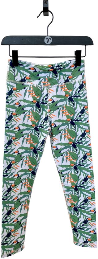 Ducksday - sport legging voor kinderen - sportbroek - dansbroek - Stretch materiaal - unisex - Toucan - Groen maat 110/116 van Ducksday