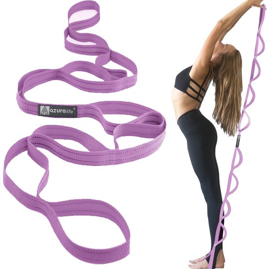 Duurzame katoenen stretchband met 10 of 12 lussen voor fysiotherapie, yoga, pilates en dans van Leenaerts