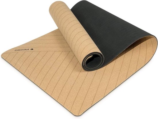 Duurzame kurk yogamat met anti-slip schouderriem en lijnen - 183 x 61 x 05 cm Yoga mat