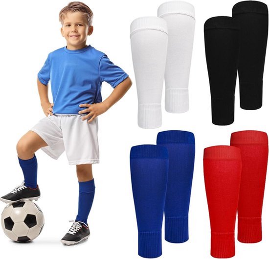 Duurzame Voetbalsokken met Scheenbeschermers voor Kinderen, Zwarte Ademende Sokken. van Merkloos