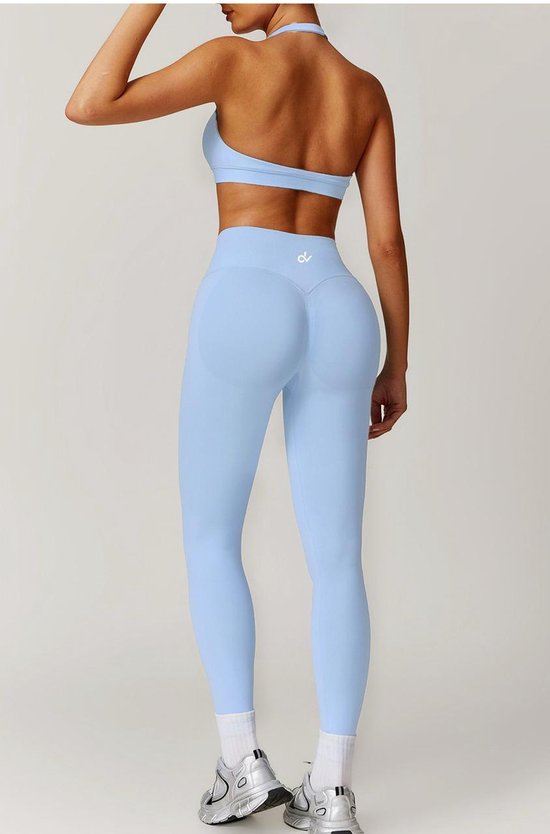 DV - Lichtblauw - XL - Legging - Anti-cellulite – High Waist - Butt Lifting effect - Naadloos - Stimuleert de bloedcirculatie - June Spring van Merkloos