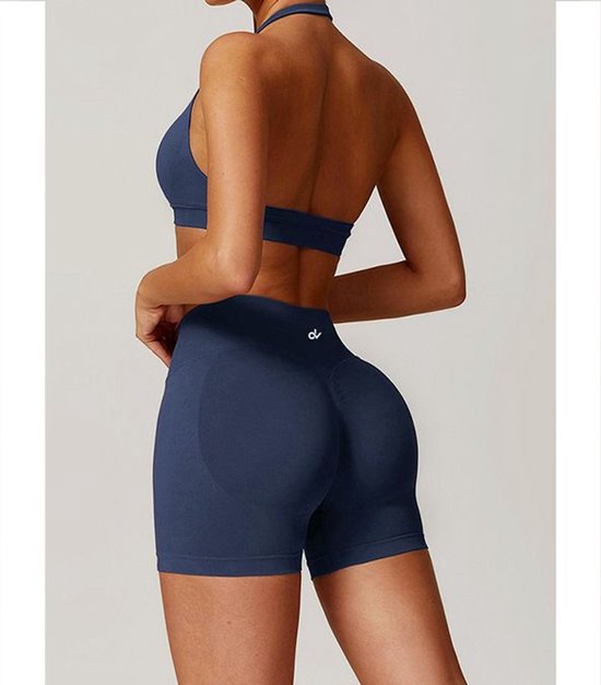 DV – Maat XL - Sportshort Blauw – SculptWear – Dames – High Waist, Aansluitend & Ademend – Combineer met bijpassende Top van Merkloos