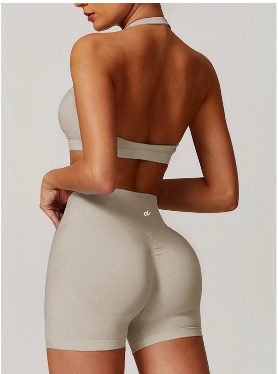 DV – Maat XL - Sportshort Off-white – SculptWear – Dames – High Waist, Aansluitend & Ademend – Combineer met bijpassende Top