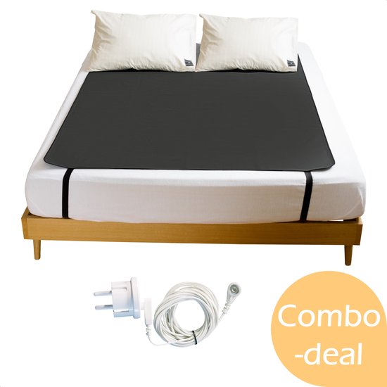 Earthle Volledige Earthing Tweepersoons Aardingsset - 1x Slaapmat + 2x Kussensloop - Aardingsmat - Aarden - Earthing Mat - Aarding - Grounding Mat - Kussensloop - Aardingskussensloop - Combo Deal van Earthle